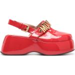 Zuecos rojos de goma de plataforma con tacón de cuña con logo MOSCHINO talla 38 para mujer 