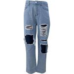 Jeans stretch azules de poliester de verano transpirables vintage rotos talla XL para hombre 